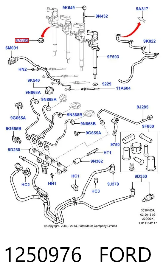 Pierścień uszczelniający wtryskiwacza 1250976 Ford