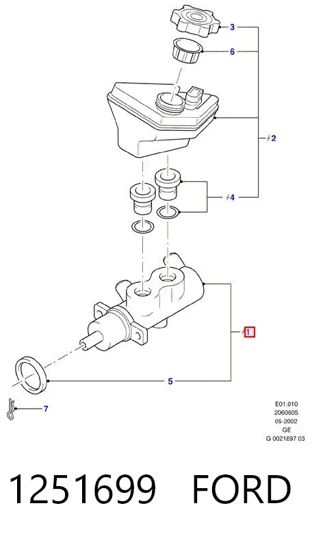 Główny cylinder hamulców 1251699 Ford