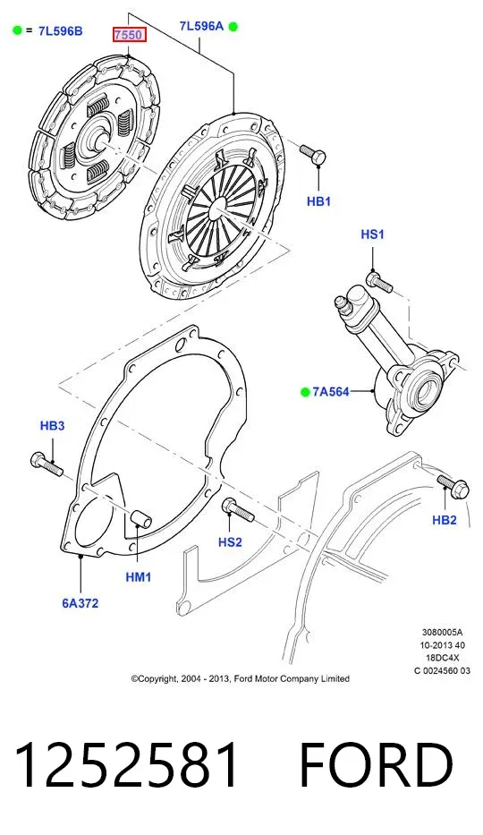 Zestaw sprzęgła (3 części) 1252581 Ford