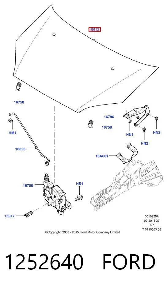 Maska silnika 1252640 Ford