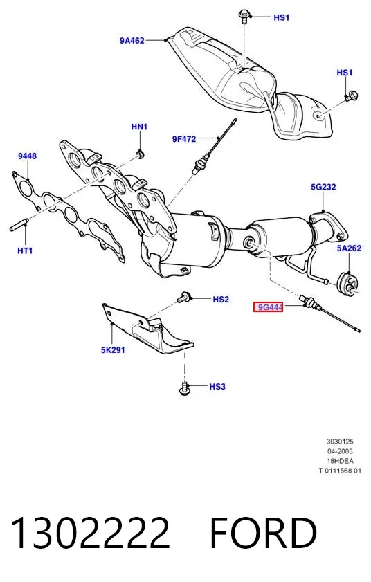 Sonda lambda czujnik tlenu po katalizatorze 1302222 Ford