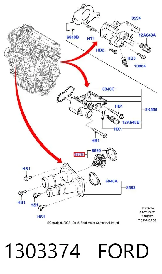 Termostat 1303374 Ford