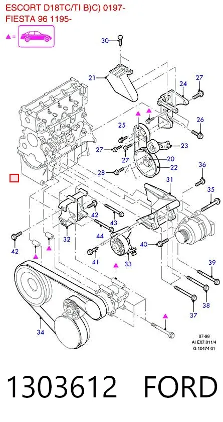 Pas napędowy mechanizmów 1303612 Ford