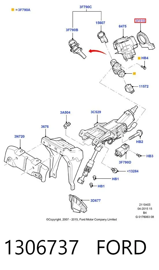 Czujnik kąta skrętu kierownicy 1306737 Ford
