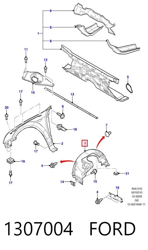 Nadkole błotnika przedniego prawe 1307004 Ford