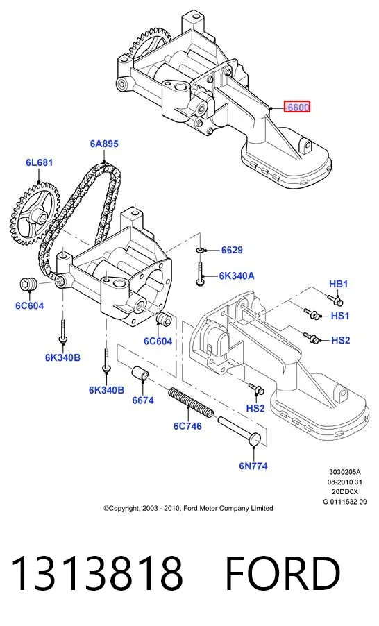 Pompa oleju 1313818 Ford