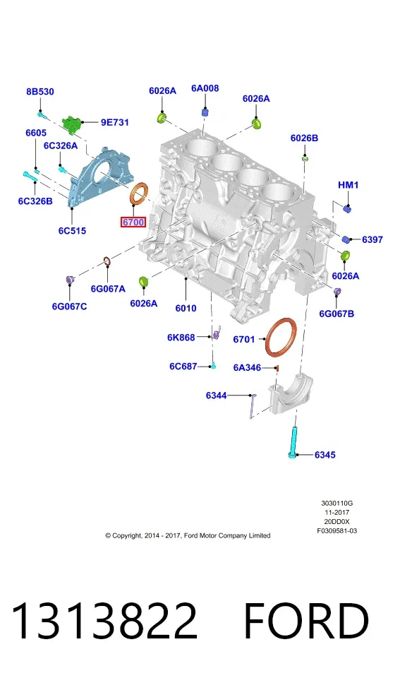 Uszczelniacz wału korbowego przedni 1313822 Ford