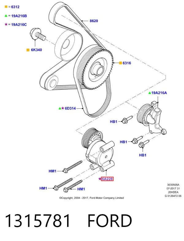 Napinacz paska napędowego 1315781 Ford