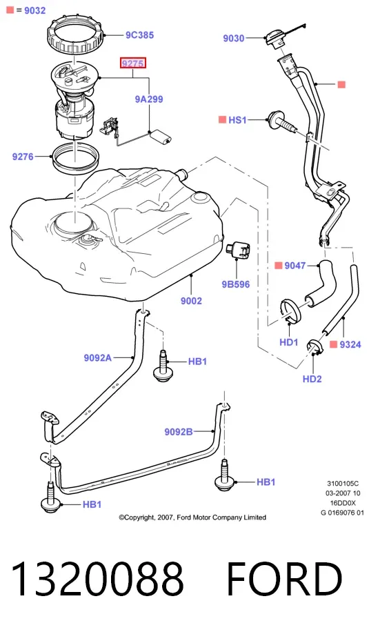 Moduł pompy paliwowej z czujnikiem poziomu paliwa 1320088 Ford