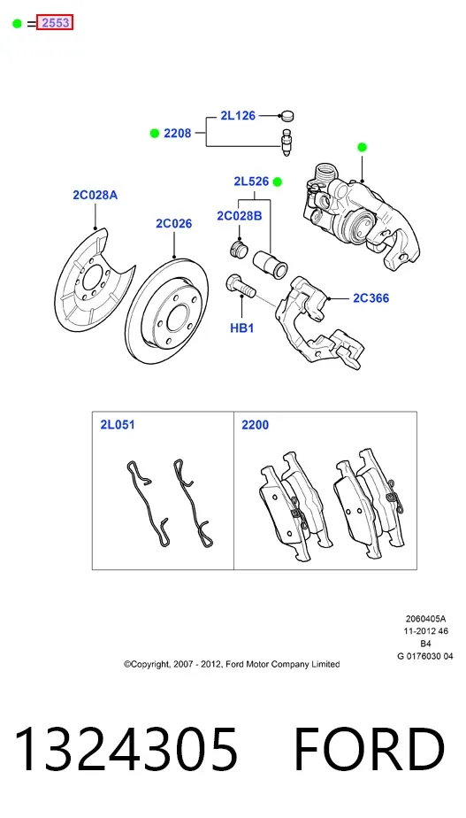 Zacisk hamulcowy tylny lewy 1324305 Ford