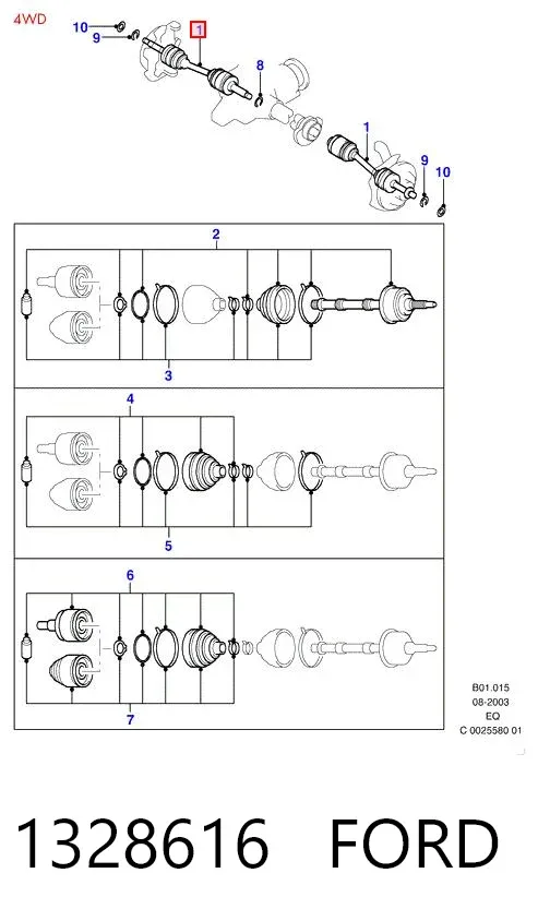 Półoś napędowa przednia 1328616 Ford