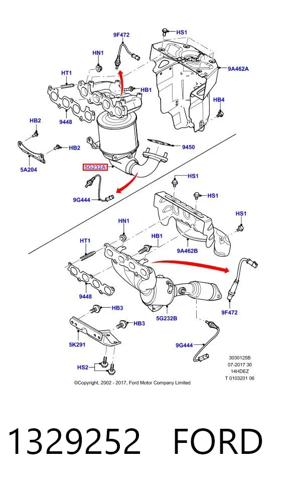 Kolektor wydechowy 1329252 Ford