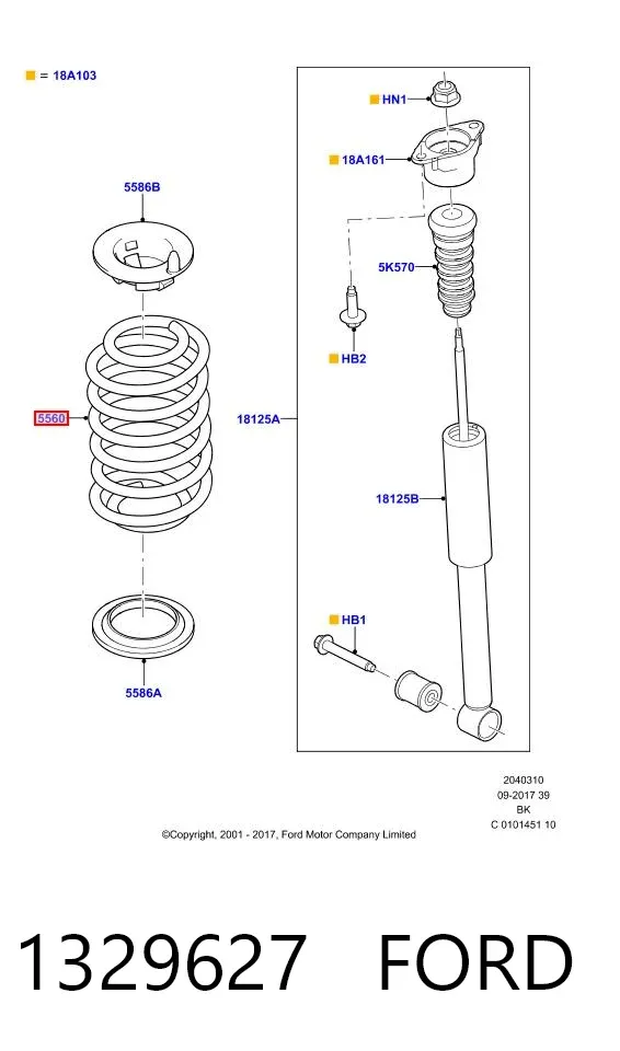 Sprężyna tylna 1329627 Ford