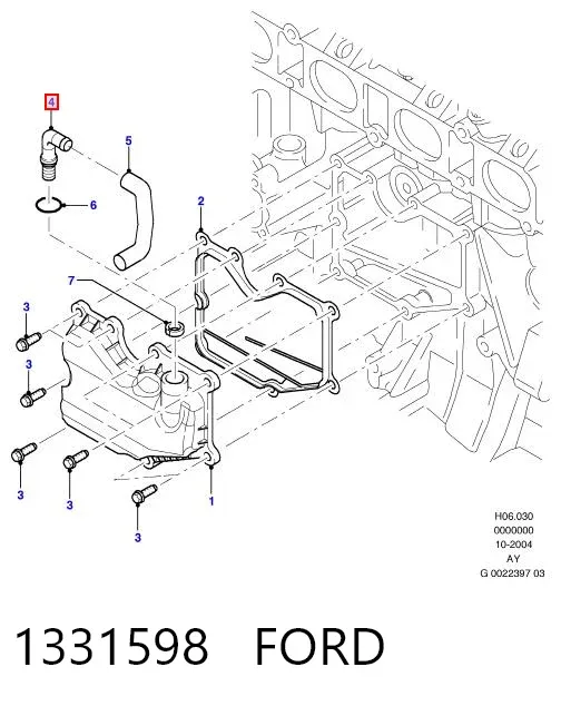 Zawór PCV odpowietrzający silnik 1331598 Ford