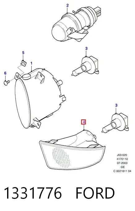 Lampa przeciwmgielna prawa 1331776 Ford