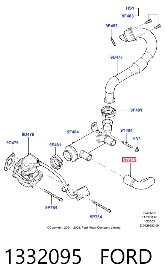 Przewód (króciec) układu chłodzenia 1332095 Ford