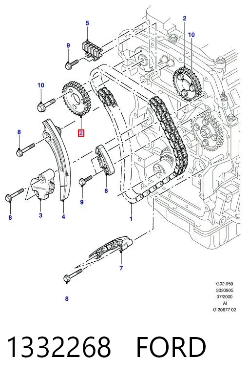 Koło zębatewalcowe wałka rozrządu silnika 1332268 Ford