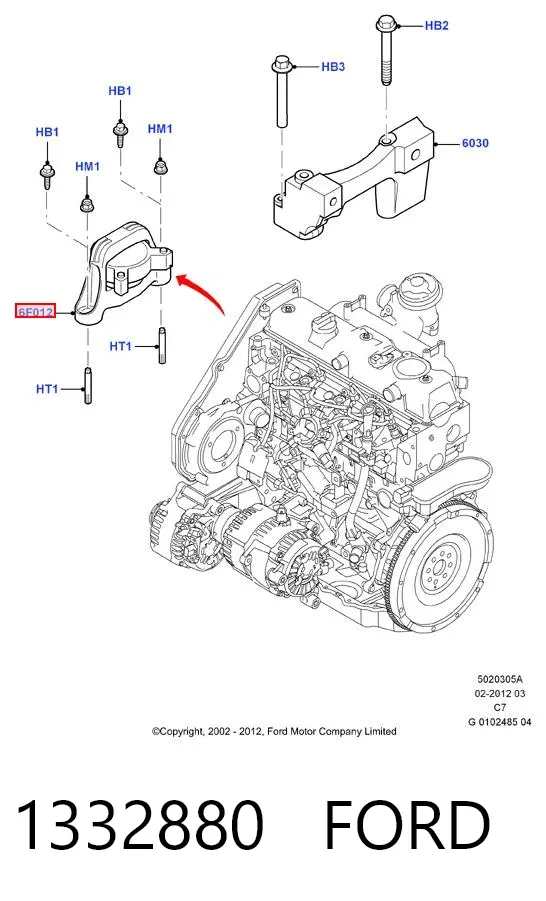 Poduszka (podpora) silnika prawa 1332880 Ford