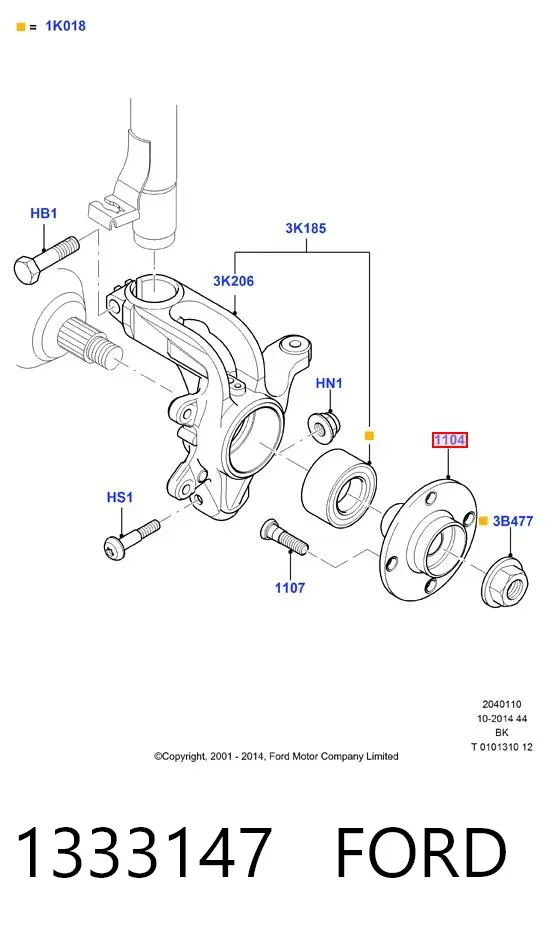 Piasta przednia 1333147 Ford