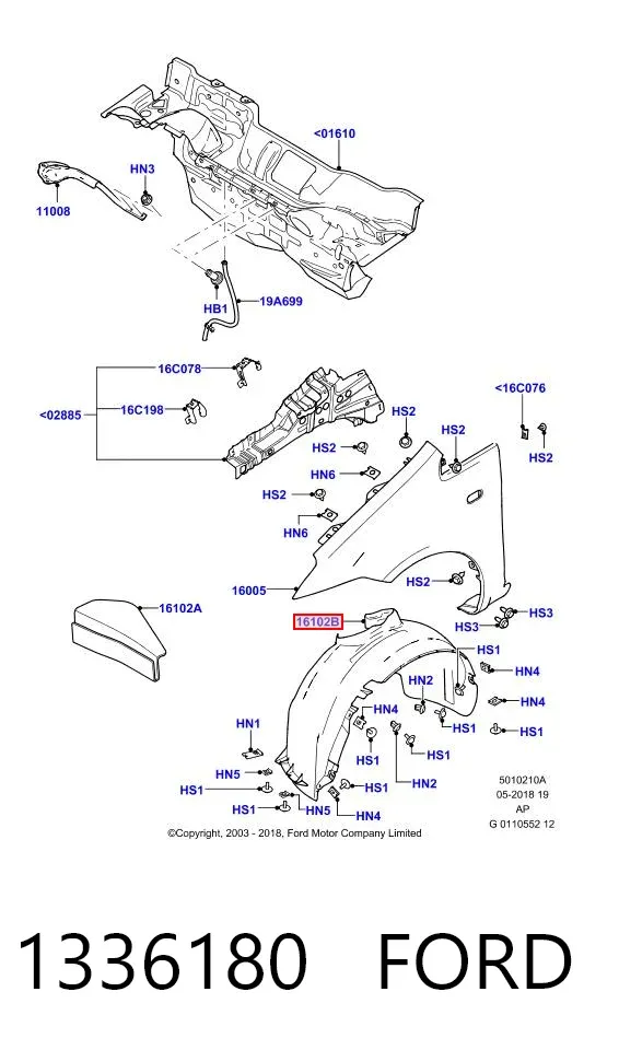 Nadkole błotnika przedniego prawe 1336180 Ford