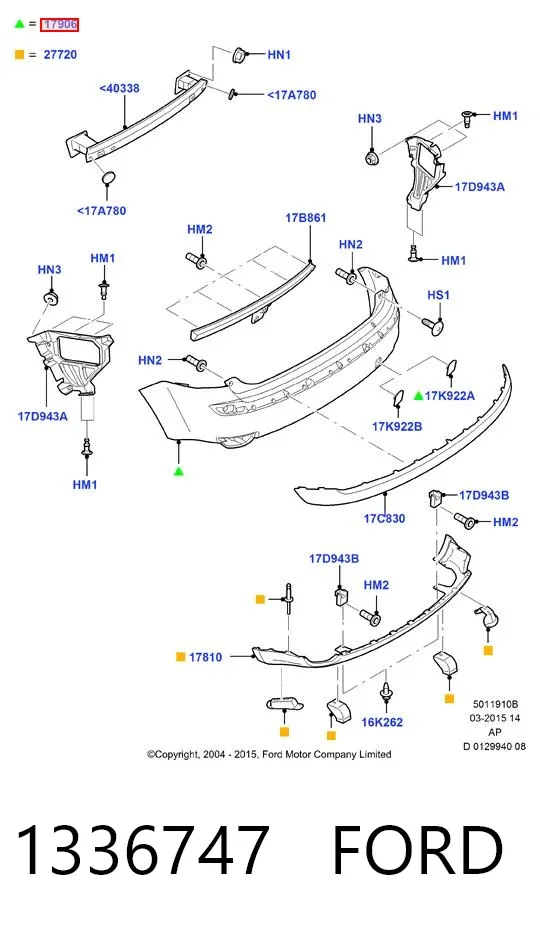 Zderzak tylny 1336747 Ford