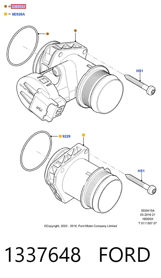 Przepustnica, komplet 1337648 Ford