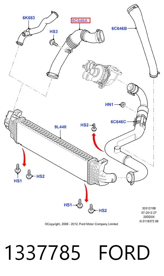Przewód (króciec) intercoolera 1337785 Ford