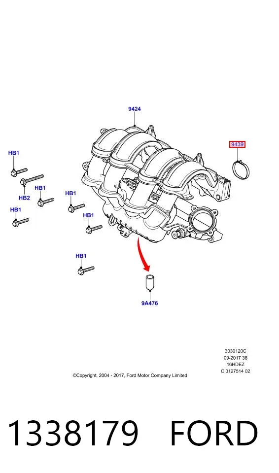 Uszczelka kolektora ssącego 1338179 Ford