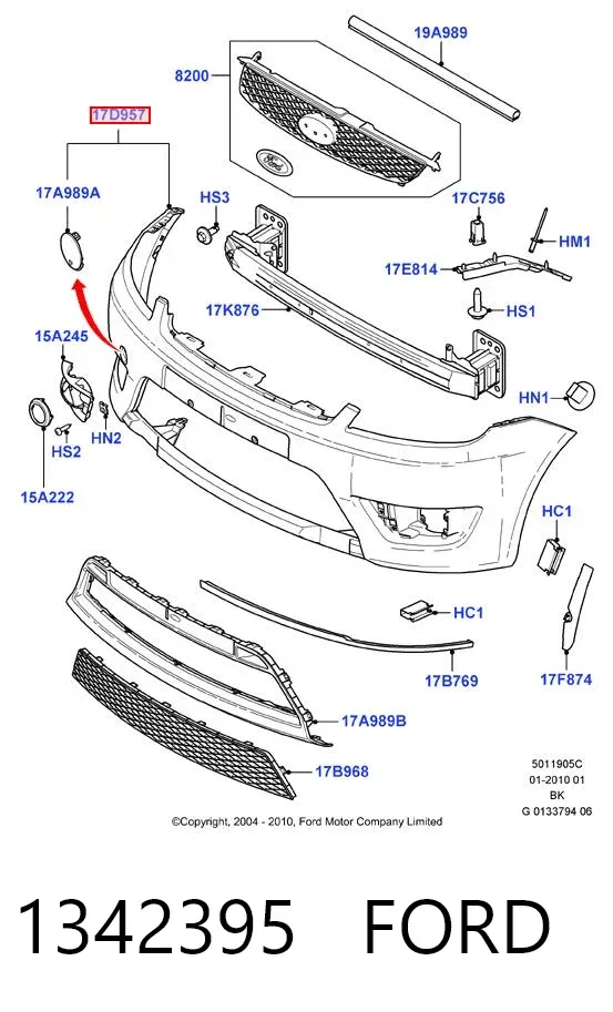 Zderzak przedni 1342395 Ford