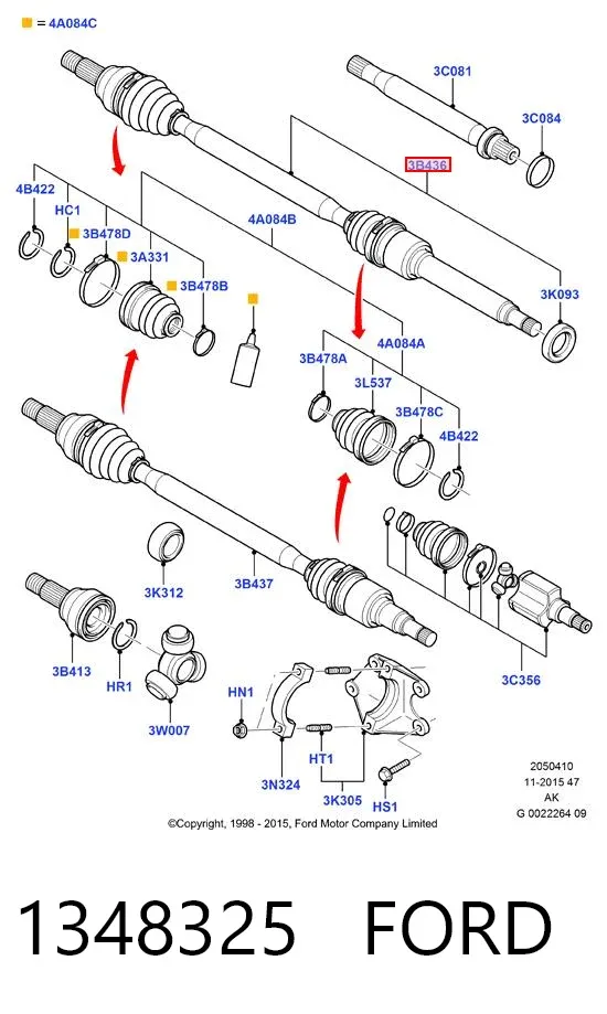 Półoś napędowa przednia prawa 1348325 Ford