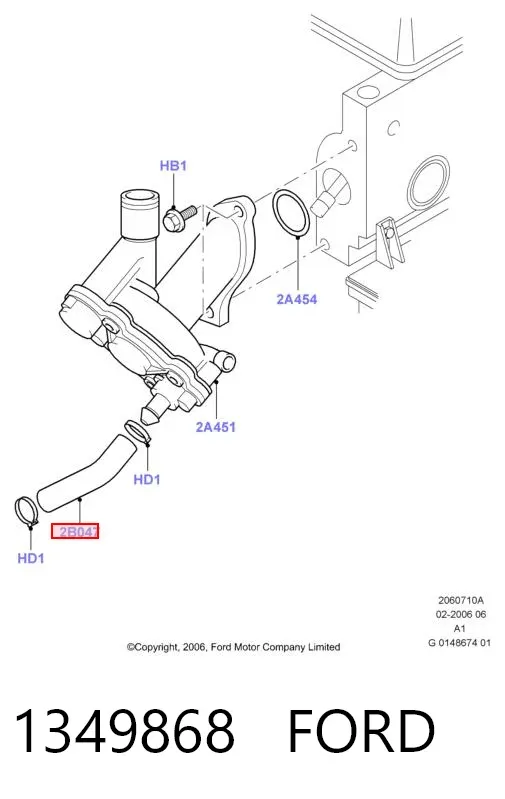 Przewód (króciec) układu chłodzenia 1349868 Ford
