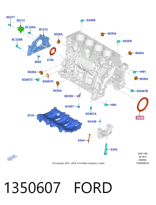 Uszczelniacz wału korbowego silnika tylny 1350607 Ford
