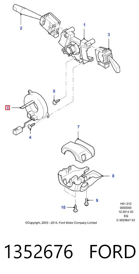 Pierścień kontaktowy AIRBAG, taśma kierownicy  Ford Ranger ET