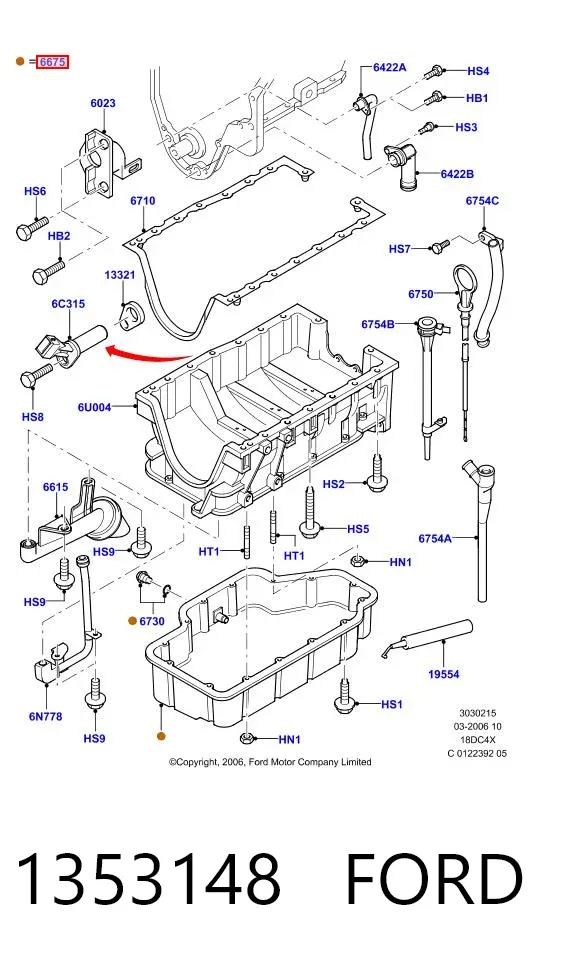 Miska olejowa silnika 1353148 Ford