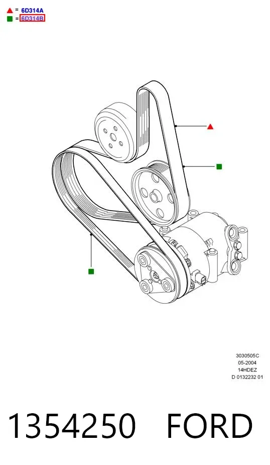 Pasek napędowy mechanizmów, zestaw 1354250 Ford