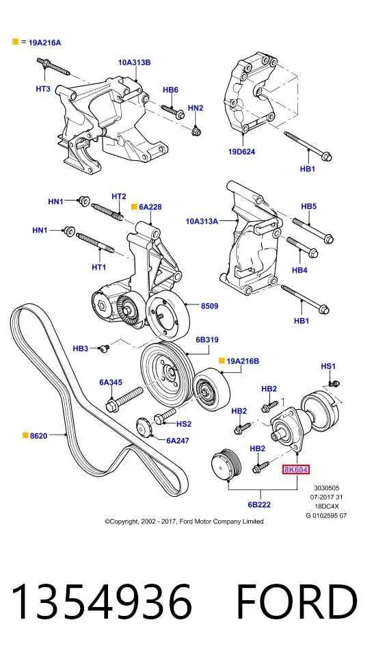 Koło pasowe alternatora 1354936 Ford