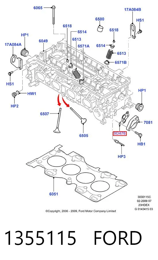 Uszczelka zaworu recyrkulacji EGR 1355115 Ford