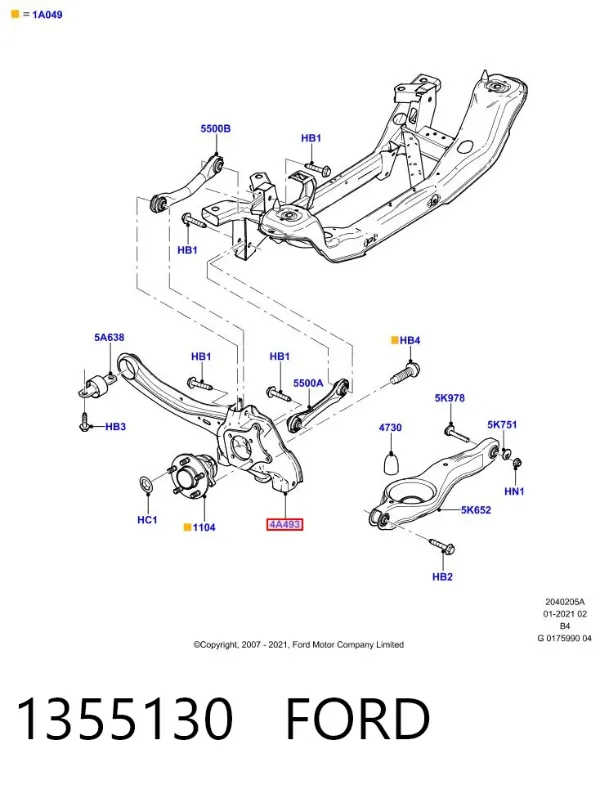 Wahacz (drążek) zawieszenia tylnego podłużny dolny prawy 1355130 Ford