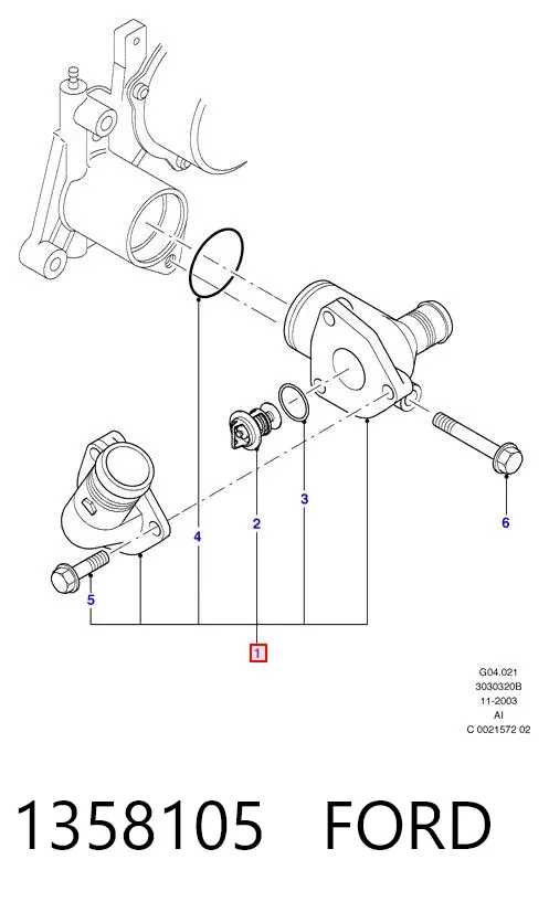 Obudowa termostatu 1358105 Ford