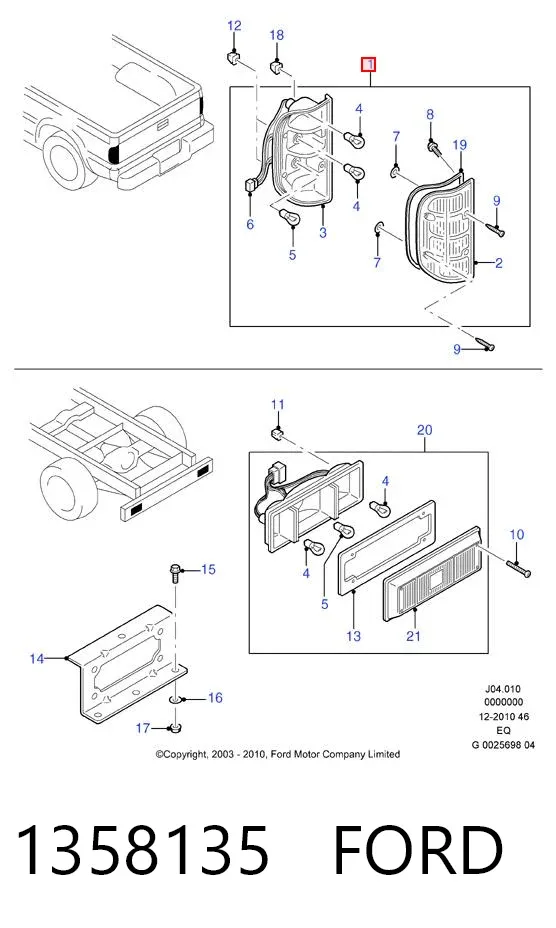 Lampa zespolona tylna lewa 1358135 Ford
