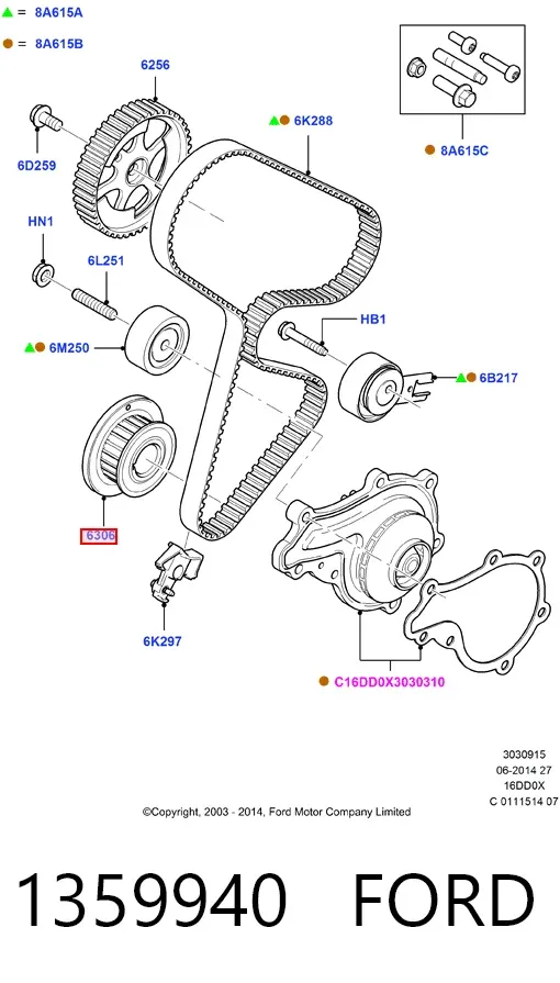 Koło zębate walcowe napędu wałka rozrządu 1359940 Ford