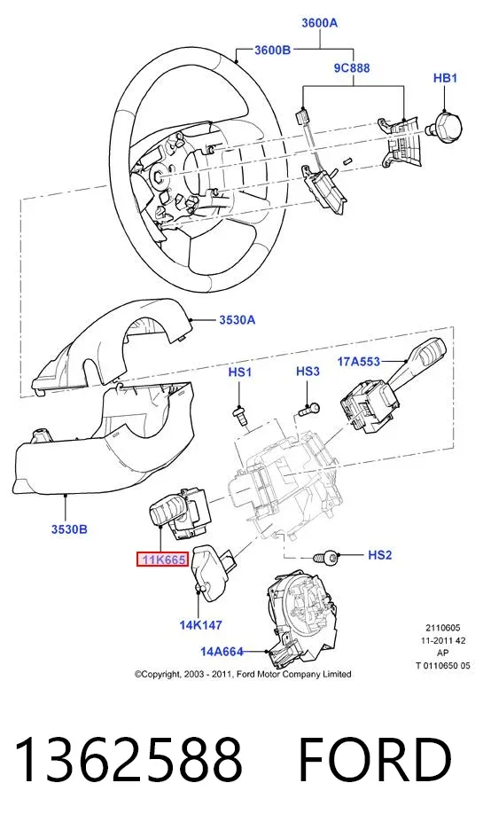 Przełącznik zespolony lewy 1362588 Ford