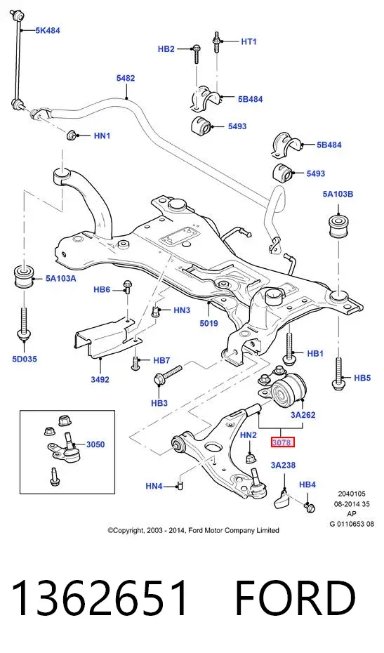 Wahacz zawieszenia przedniego dolny lewy 1362651 Ford