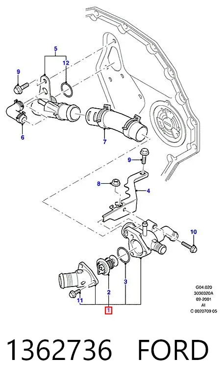 Obudowa termostatu 1362736 Ford