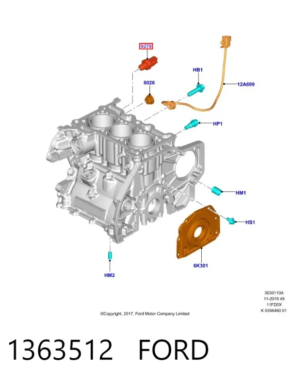 Czujnik ciśnienia oleju 1363512 Ford