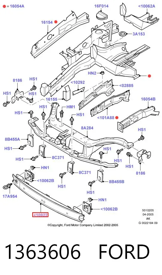 Wzmocnienie zderzaka przedniego 1363606 Ford