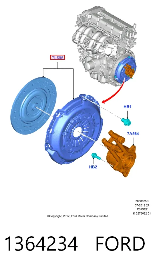 Zestaw sprzęgła (3 części) 1364234 Ford