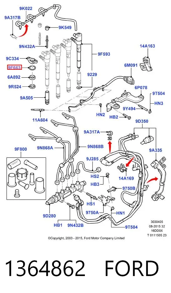 Zestaw naprawczy wtryskiwacza 1364862 Ford