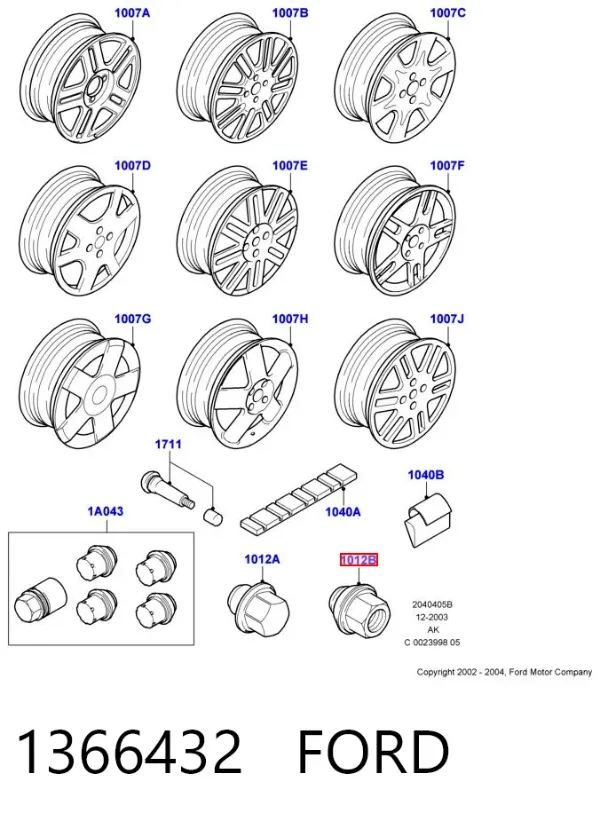 Nakrętka koła 1366432 Ford