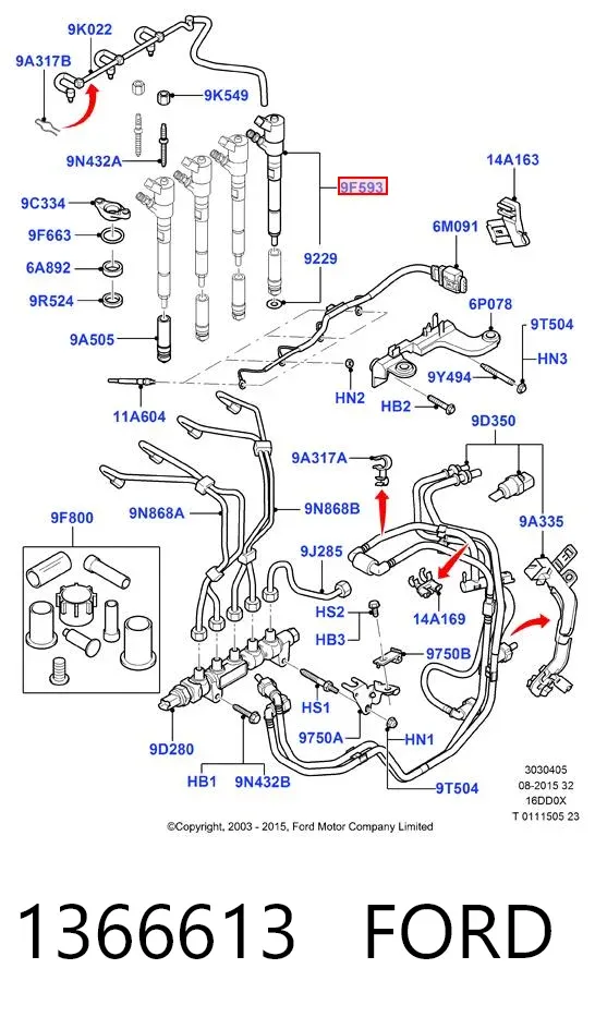Wtryskiwacz paliwa 1366613 Ford